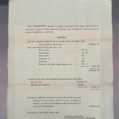 Pennsylvania Hospital Ledger December 30, 1805