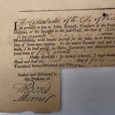Promissory Notes for the Pennsylvania Hospital