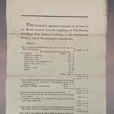 Pennsylvania Hospital Ledger