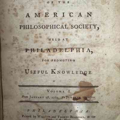 [AMERICAN PHILOSOPHICAL SOCIETY]. Transactions, of the American Philosophical Society, Held at Philadelphia, For Promoting Useful Knowledge. Volume I.