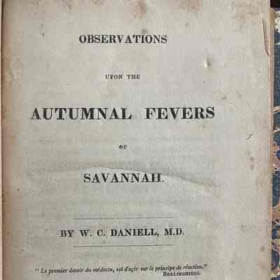 Observations upon the Autumnal Fevers of Savannah.