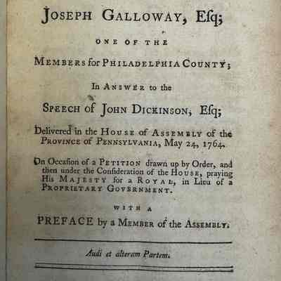 Galloway Joseph THE SPEECH OF JOSEPH GALLOWAY, ESQ:
