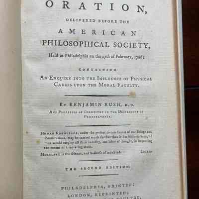 An Oration. Delivered before the American Philosophical Society,