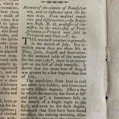 Account of the Climate of Pennsylvania and its Influence Upon the Human Body
