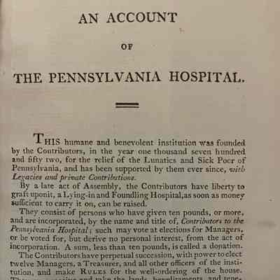 1801 Account of Pennsylvania Hospital