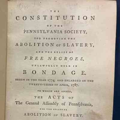 Constitution of the Pennsylvania Society, for Promoting the Abolition Of Slavery
