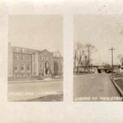 1999.105.15 Postcard Featuring Three Small Photos: Lombard Village Hall, View of North Main Street and View of West St. Charles Road (Lake Street)