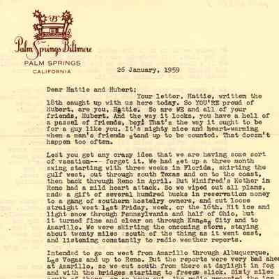 Letter from Harold Gray to Hubert and Hattie Mogle