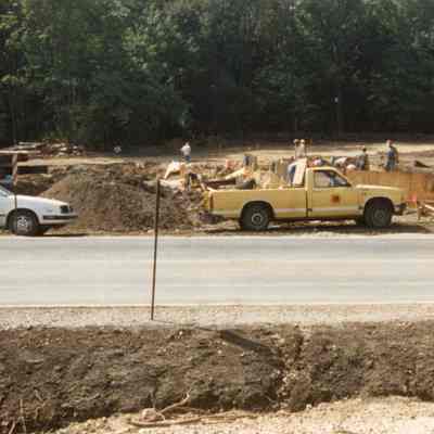 P87-54-8 Looking South on Road Work on New West Abutment for Bridge over Tollway on St. Charles Road (Lake Street)