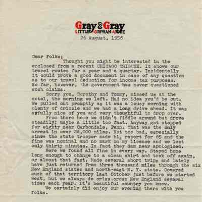 Letter Written by Harold Gray 26 August, 1956