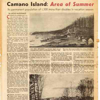 Camano Island: The Area of Summer, the first half of the article (written by Lucile McDonald) with information about Utsalady: Page 2 of the Seattle Times, Sunday May 10, 1959
