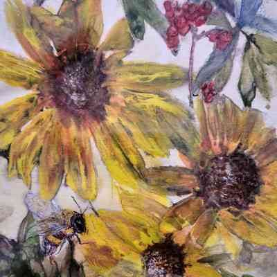 Fall: Mexican Sunflower, Bumblebee #2
