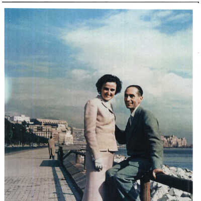 Photo of St. Gianna and Pietro (her husband) on their honeymoon, front (scan)