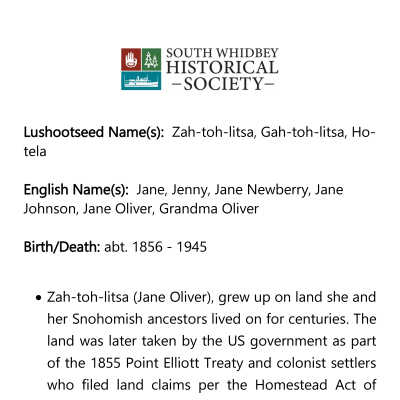 Zah-toh-litsa (Jane Oliver) Biography