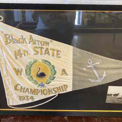 14ft State Wa Championship 1934 - "BLACK ARROW" Pennant Flag Framed