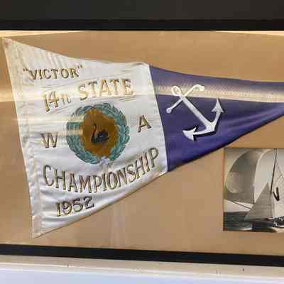 14ft State WA Championship 1952 - "VICTOR" Pennant Flag Framed
