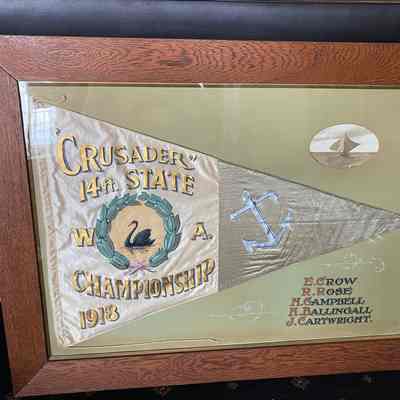 14ft State WA Championship 1918 - "CRUSADER" Pennant Flag Framed