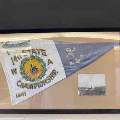 14ft State WA Championship 1941 - "SCAMP" - Pennant Flag Framed