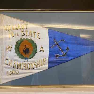 14ft State WA Championship 1950 - "VALIANT" Pennant Flag Framed