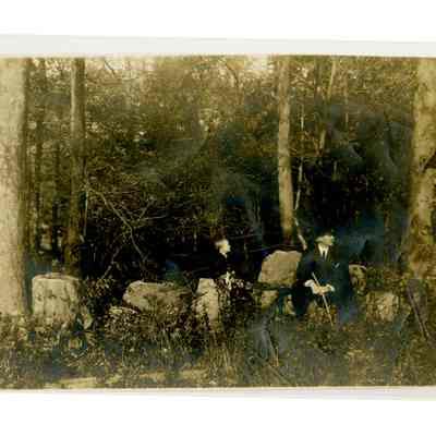 Man with Boy in Woods Thrushwood Indian Head Road