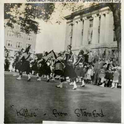 Stamford Kilties in Liberty Loan Parade up Greenwich Avenue