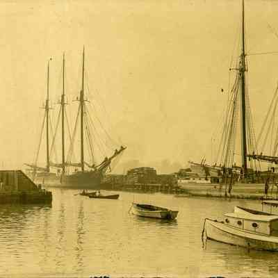 Unloading Lumber from Maine Schooners
