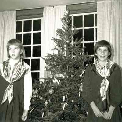 Twins by Christmas Tree B