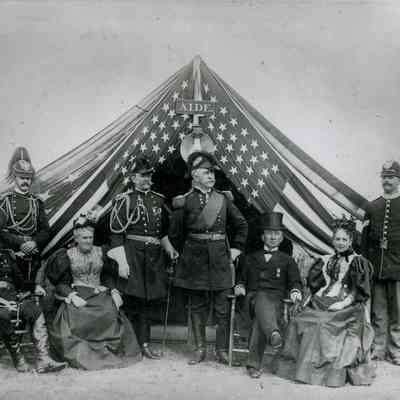 Military Officers Posing in front of a Tent
