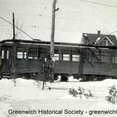 Cos Cob Trolley Car in Snow