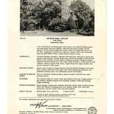Artistic Small Estate Yale Farms Bedford Road Ad