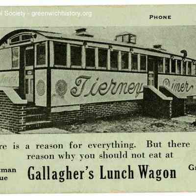 Advertising card for Gallagher's Lunch Wagon (front)