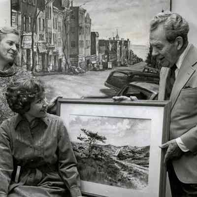 Three People at an Art Exhibition