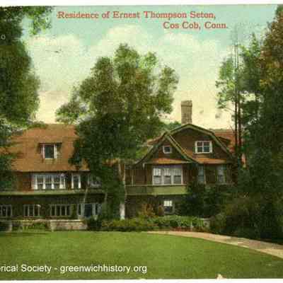 Residence of Ernest Thompson Seton, Cos Cob, Conn. (Front of postcard)