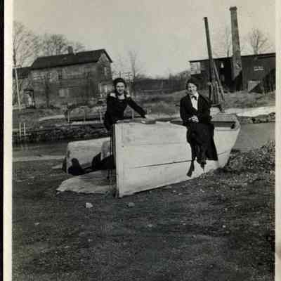 Mabel and Katherine Burke with Rowboat
