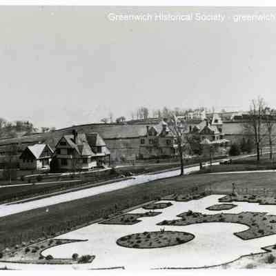 Houses on Field Point Road in Winter