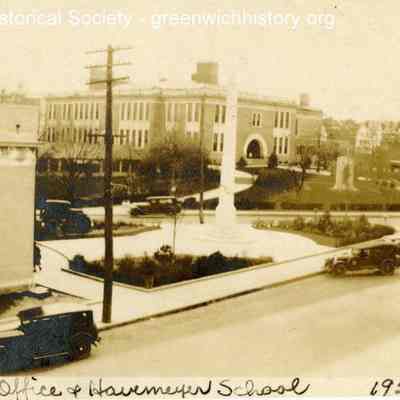 Post Office, War Memorial, and Havemeyer School