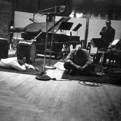 Bill Evans, Art Farmer and Paul Motian, recording studio, N.Y.C.