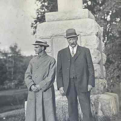 Men by monument