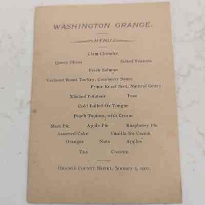 Washington Grange Menu