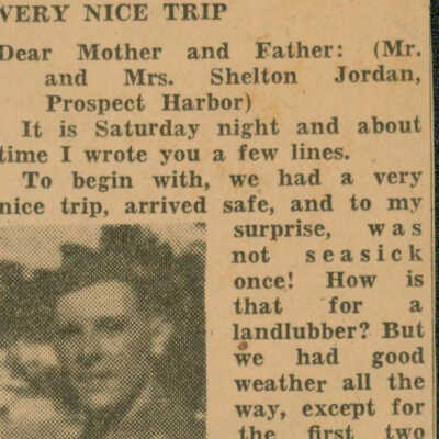 Letter home from Pfc. Oswald E. Jordan