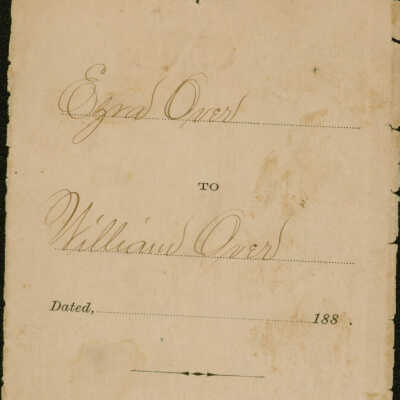 Deed for property transfer from Ezra Over to William Over in 1882