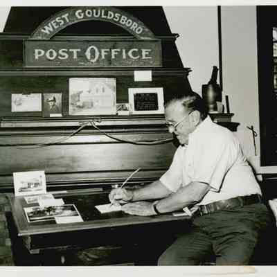 Chandler Noyes, Sr. in the West Gouldsboro Post Office.
