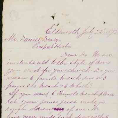 Letter to Daniel Deasey from J. D. Hopkins.