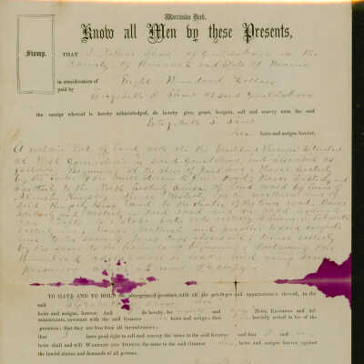 Deed for property transfer from Nathan Shaw to Elizabeth Shaw in 1868