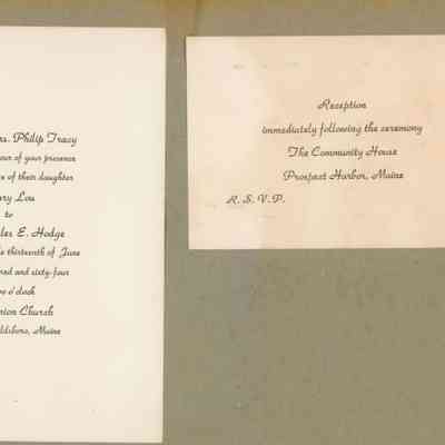 Wedding Invitation for Mary Lou Tracy and Charles Hodge.