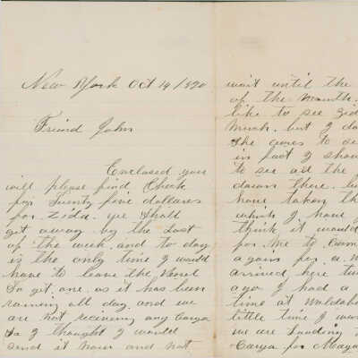 Letter from Frank L. Miller to "Friend John."