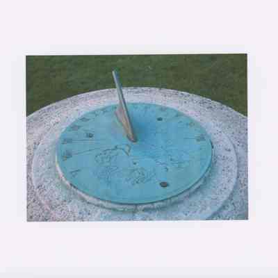 Top of Sun Dial designed by Eric Soderholtz on the West Gouldsboro Village Green.