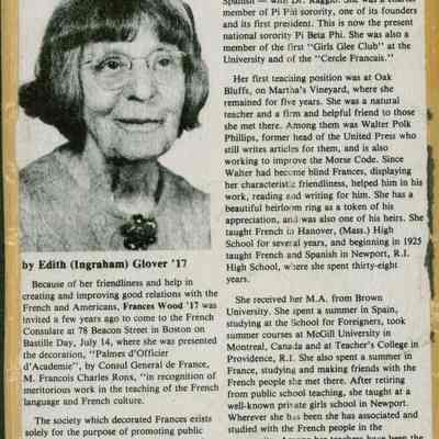 Profile of Frances A. Wood