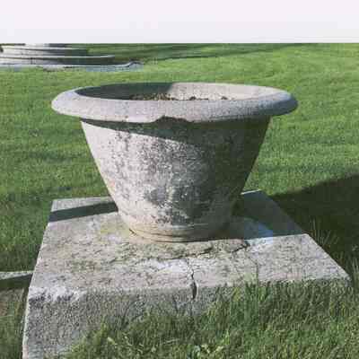 Flower pot designed by Eric Soderholtz on the West Gouldsboro Village Green.