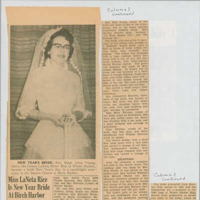 Marriage Announcement for LeNeta Elinor Rice